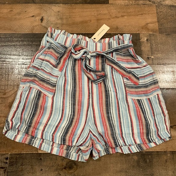 Francesca’s Paper-bag Stripped Shorts Size L - Picture 3 of 8